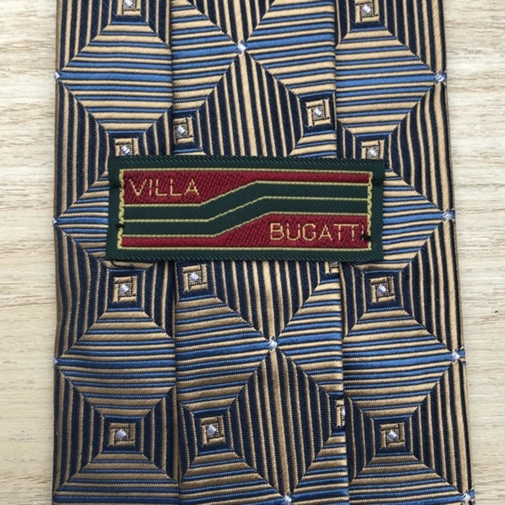 Villa Bugatti Silk Tie In Vivid Black And Gold!